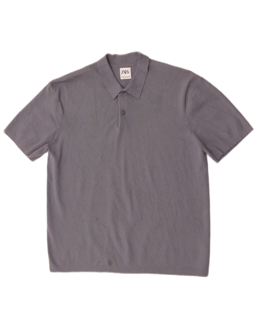 Zara Herren Kurzarm-Polo-Pullover aus mittelgrauer Viskose