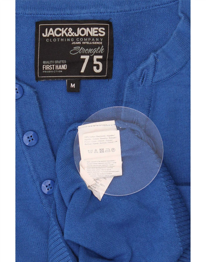 Jack & Jones Herren-Pullover mit V-Ausschnitt aus mittelblauer Baumwolle