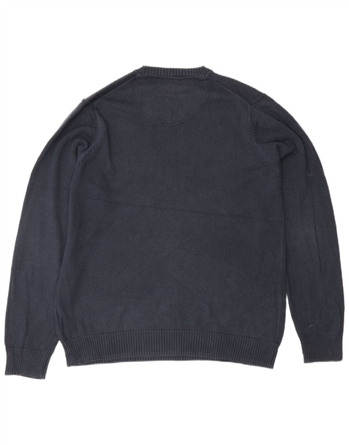 Marks & Spencer Herren-Pullover mit Rundhalsausschnitt, mittelmarineblaue Baumwolle
