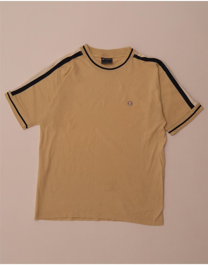 CHAMPION Herren T-Shirt Top Small Beige Colourblock Baumwolle