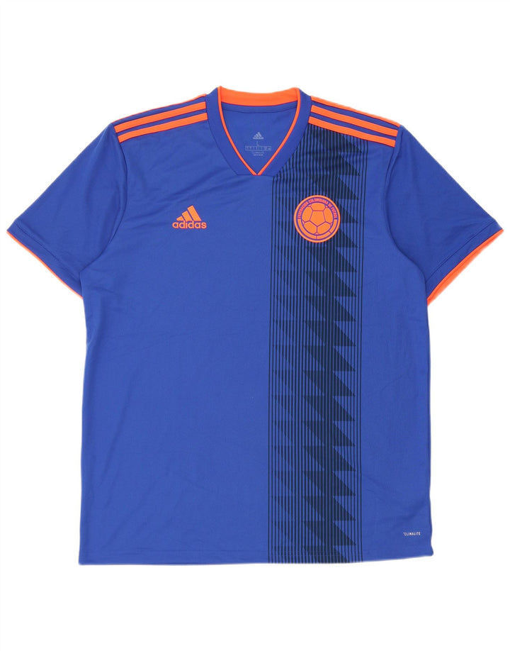 Adidas Herren Climalite Graphic T-Shirt Top Großes blaues geometrisches Polyester