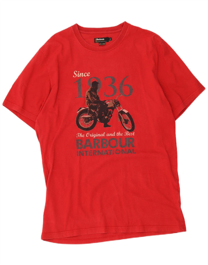 Barbour Herren Grafik-T-Shirt-Oberteil XL aus roter Baumwolle