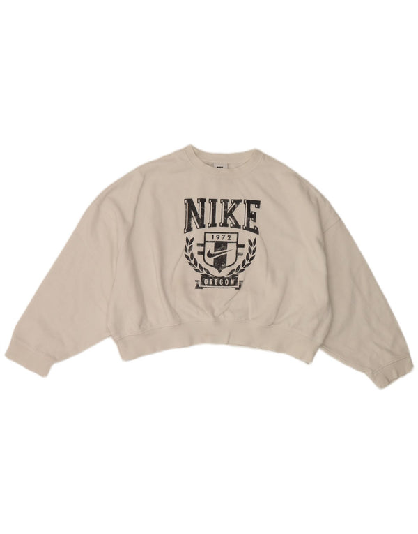 Nike Mädchen Oregon Crop Übergroßer Sweatshirt-Pullover, 12–13 Jahre, Größe L, Weiß
