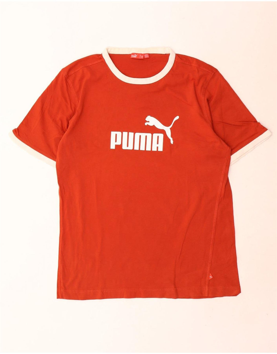 Puma Herren Grafik-T-Shirt Top Large Orange Baumwolle