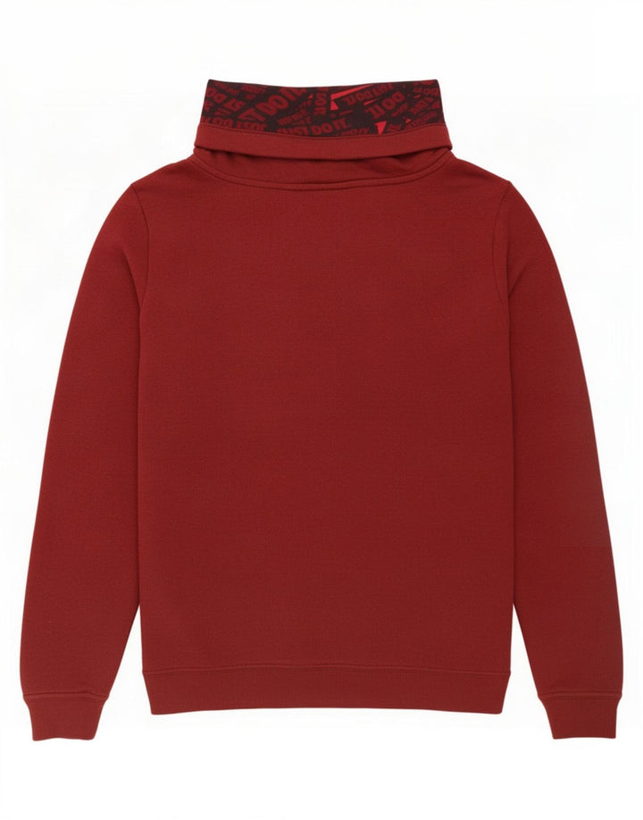 Nike Damen Grafik-Sweatshirt-Pullover UK 14 Mittelrote Colourblock-Baumwolle
