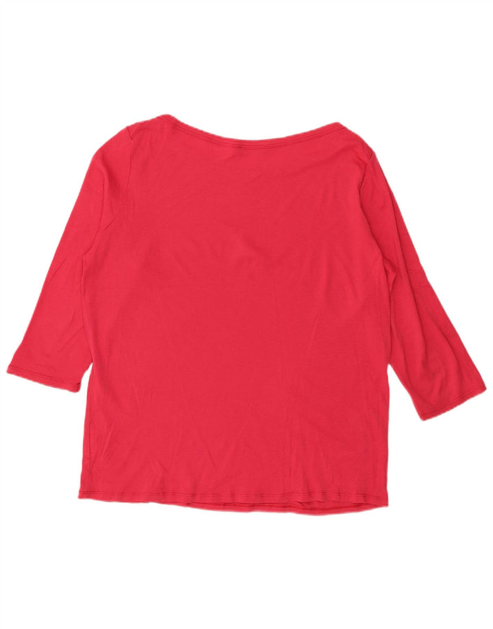 BENETTON Damen Top 3/4 Ärmel UK 14 Large Rot