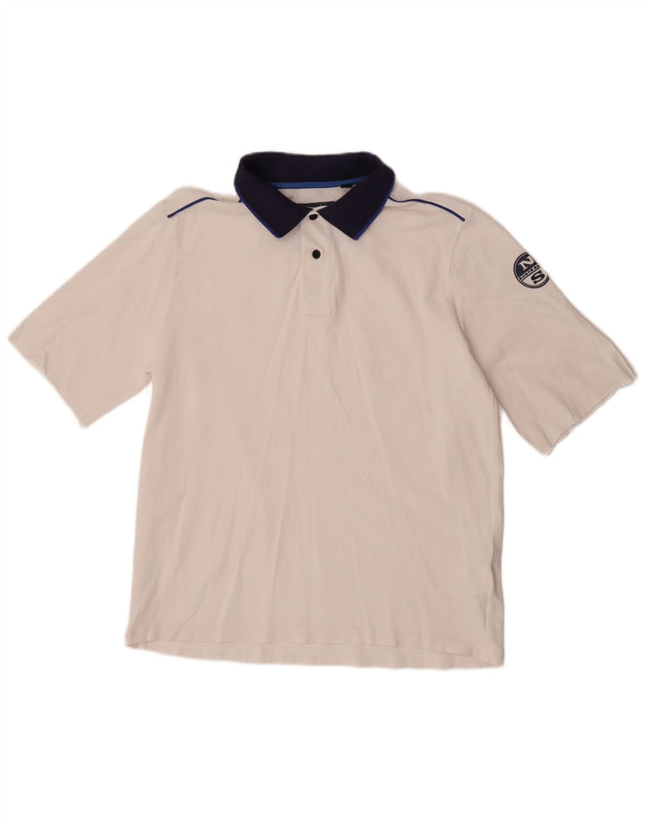 North Sails Herren-Poloshirt aus mittelweißer Colourblock-Baumwolle