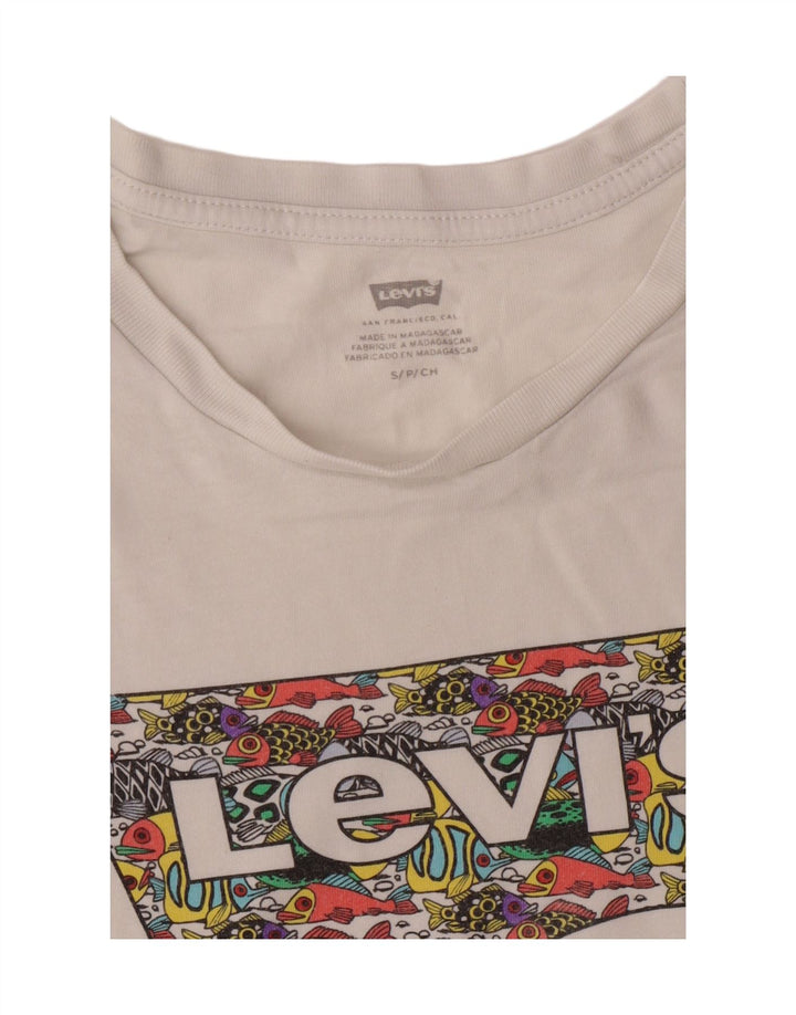 LEVI'S Mens Graphic T-Shirt Top Small White Vintage Levi's and Second-Hand Levi's from Messina Hembry 