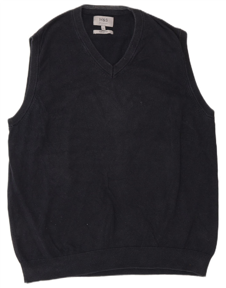 Marks & Spencer Herren-Weste, Tanktop, groß, marineblau, Baumwolle