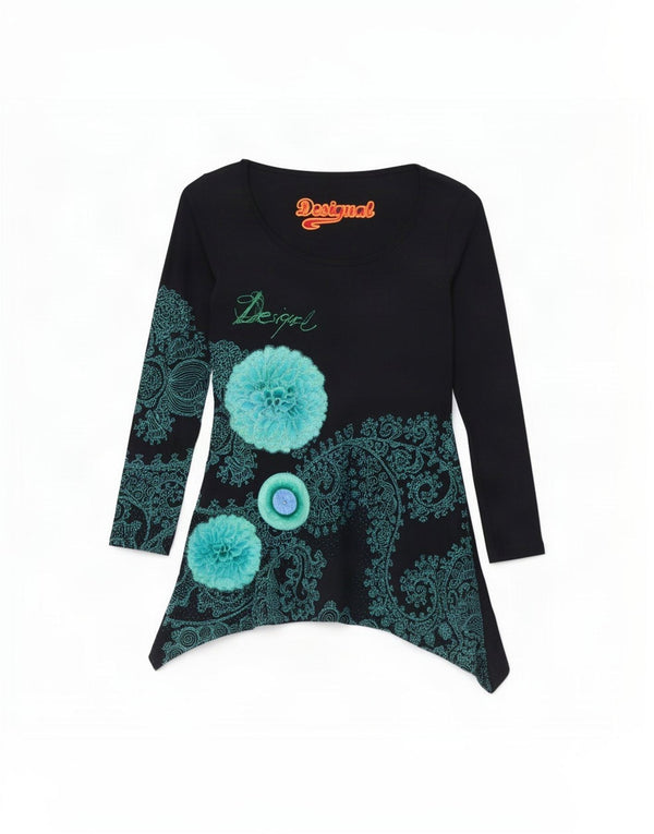 Desigual Damen Grafik-Tunikakleid UK 12 Medium Navy Blue Paisley