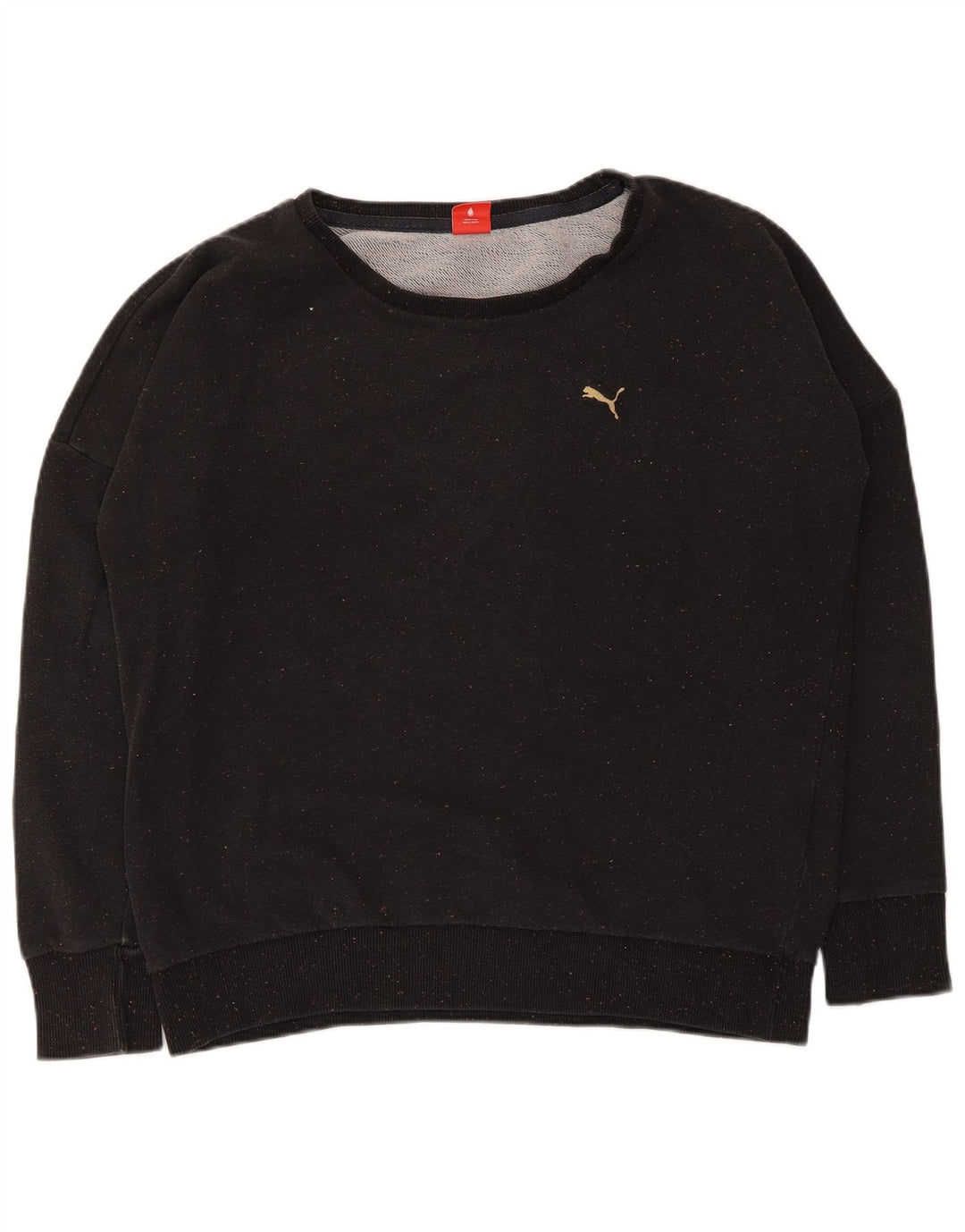 Puma Damen-Sweatshirt in Übergröße, Gr. 16, Größe L, schwarz gefleckte Baumwolle