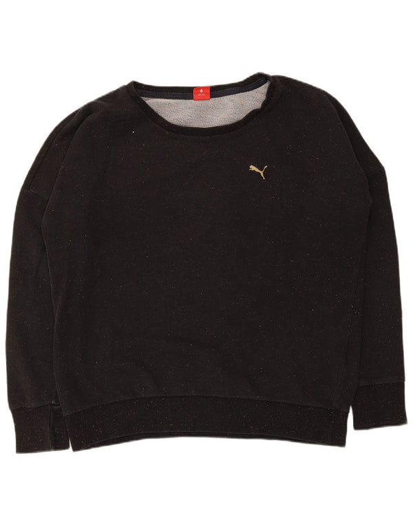 Puma Damen-Sweatshirt in Übergröße, Gr. 16, Größe L, schwarz gefleckte Baumwolle