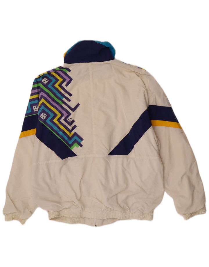 Lotto Herren-Trainingsanzug mit grafischem Oberteil, große Jacke, gebrochenes Weiß, geometrisch, Retro