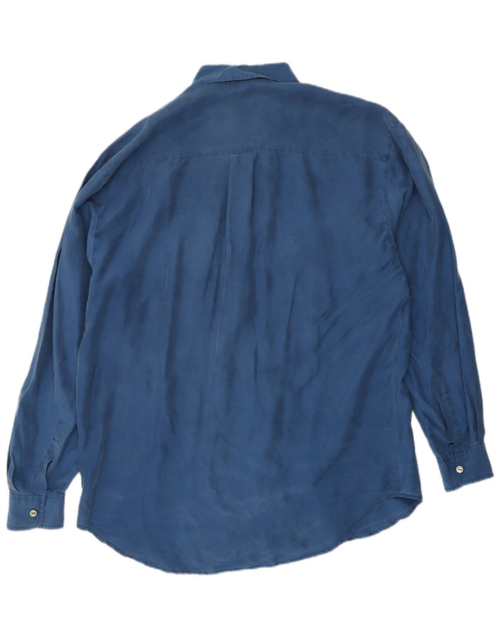 VINTAGE Herrenhemd Mittelblaue Seide