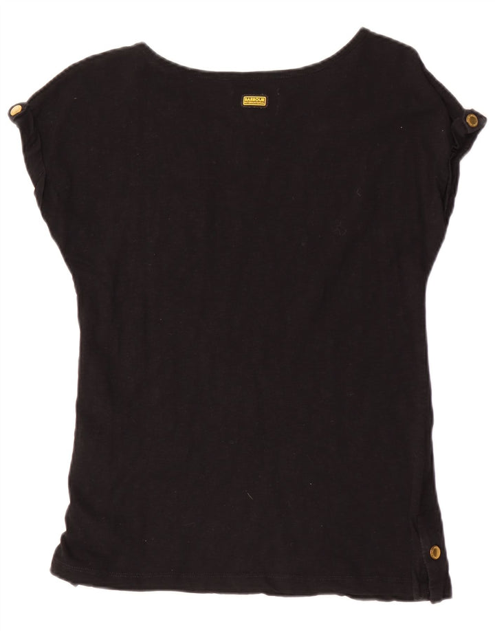 Barbour Damen T-Shirt Top UK 8 Small Schwarz Baumwolle