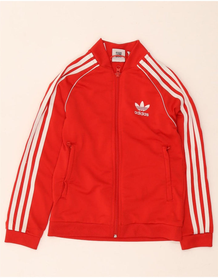 Adidas Mädchen-Trainingsanzug-Top-Jacke, 7–8 Jahre, rotes Polyester