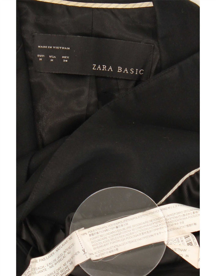 Zara Damen 1-Knopf-Blazerjacke UK 12 Mittelschwarzes Polyester