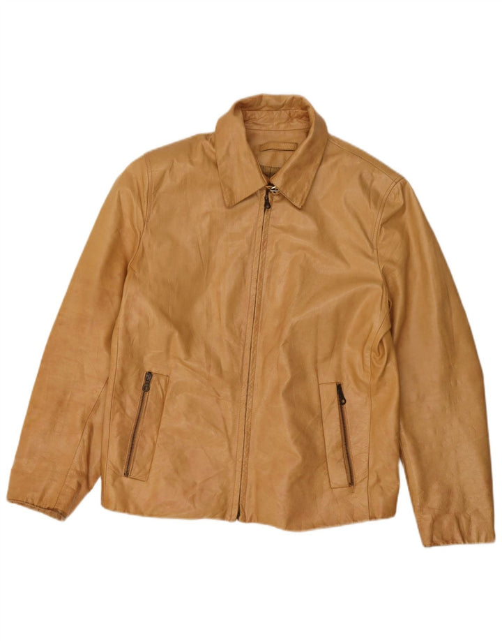 Vintage Damen Lederjacke IT 46 Großes Beige Leder