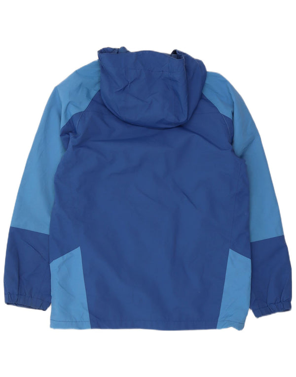Berghaus Jungen-Regenjacke mit Kapuze, 12–13 Jahre, blaues Colourblock-Polyamid
