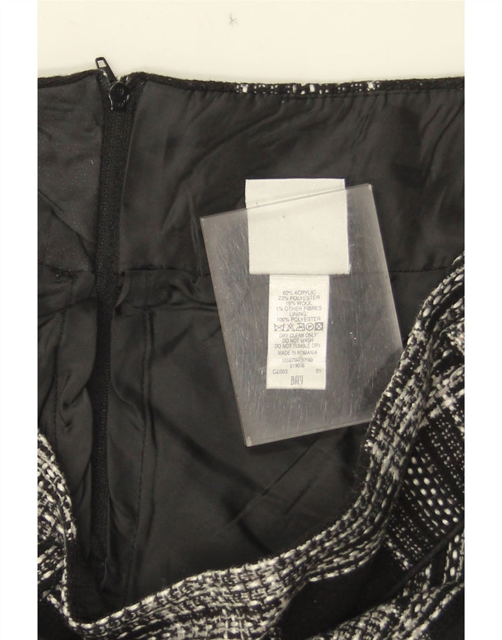 Bay Damen-A-Linien-Rock UK 12 Medium W30 Schwarz kariertes Acryl