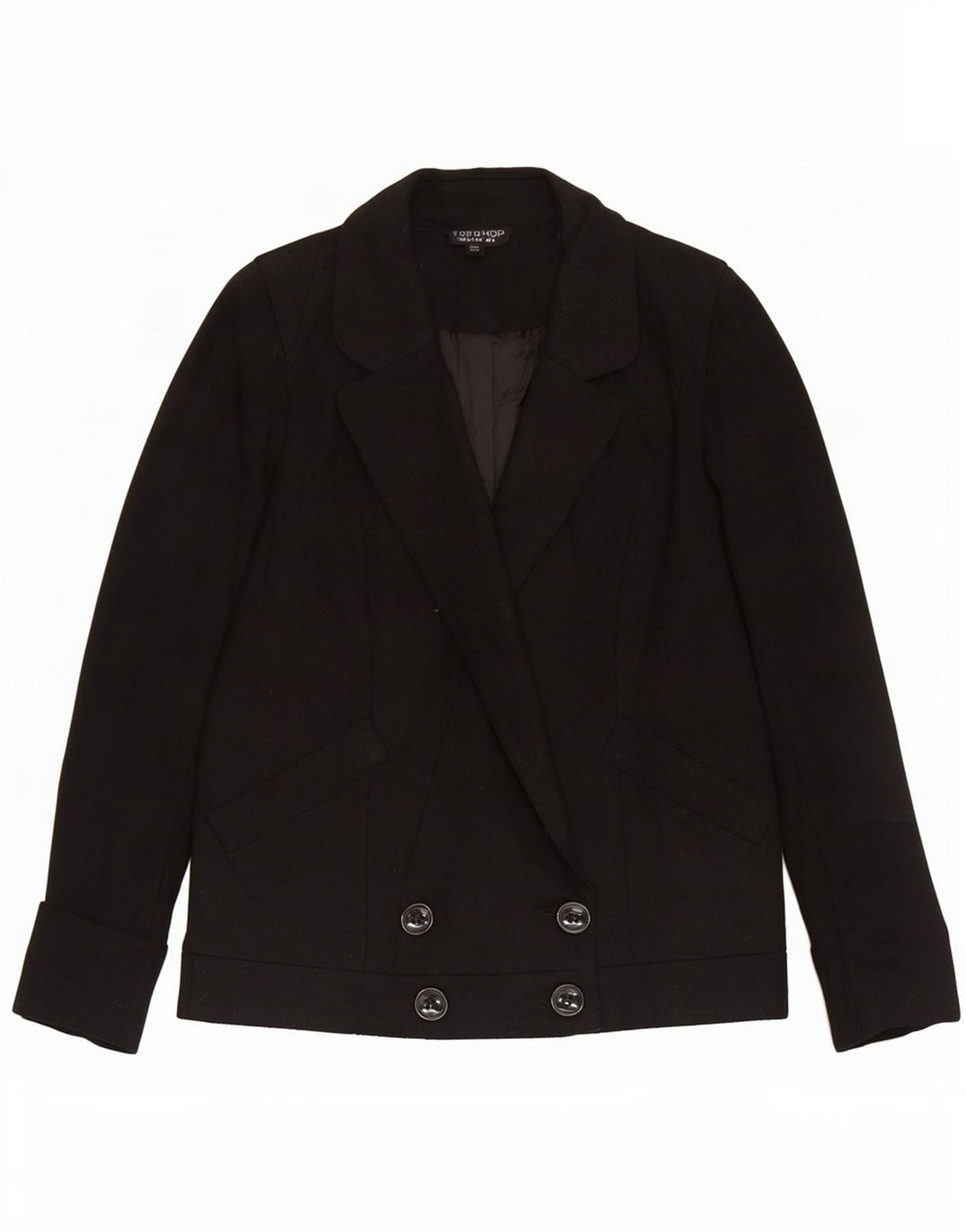 Topshop Damen-Zweireiher-Blazer-Jacke, Gr. 8, Größe S, schwarze Wolle