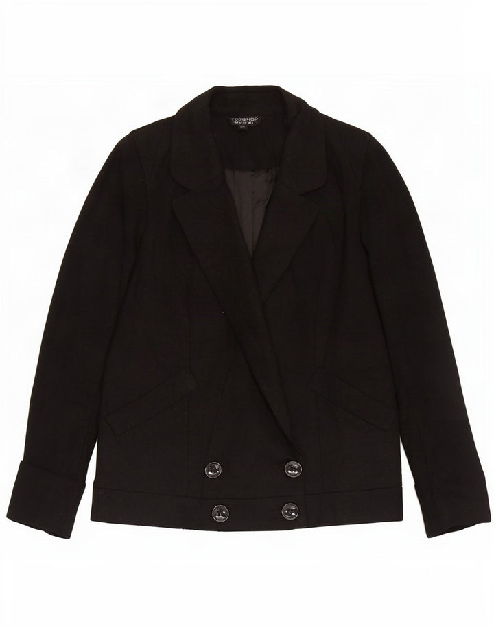 Topshop Damen-Zweireiher-Blazer-Jacke, Gr. 8, Größe S, schwarze Wolle