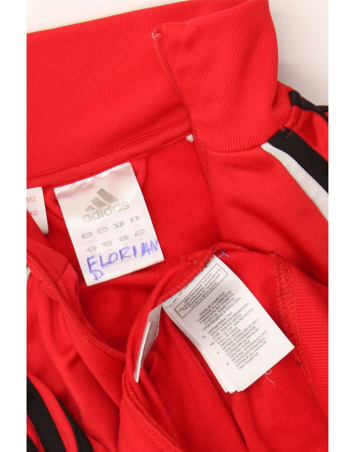Adidas Jungen-Trainingsanzug-Top-Jacke, 15–16 Jahre, rotes Farbblock-Polyester