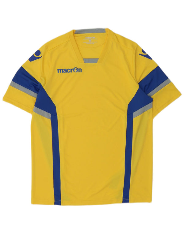 Macron Herren Grafik-T-Shirt-Oberteil Mittelgelbes Colourblock-Polyester