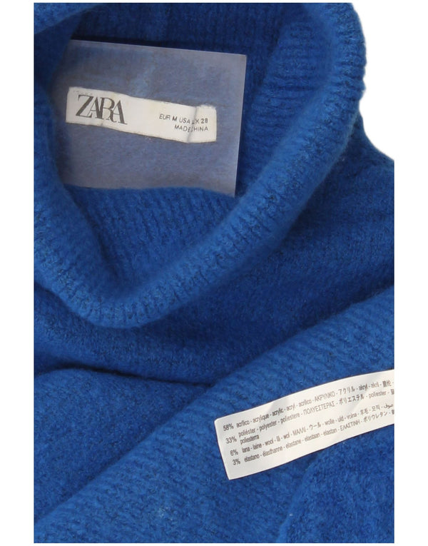 Übergroßer Rollkragenpullover von Zara für Damen, Gr. 14, mittelblaues Acryl