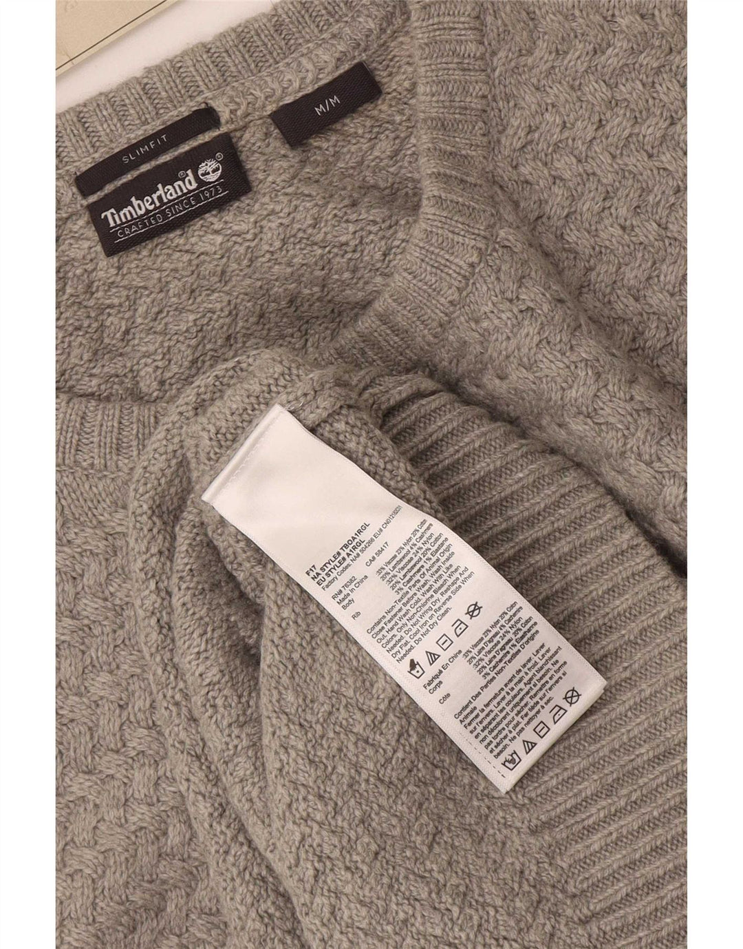 Timberland Herren Slim Fit Pullover mit U-Boot-Ausschnitt Mittelgraue Viskose