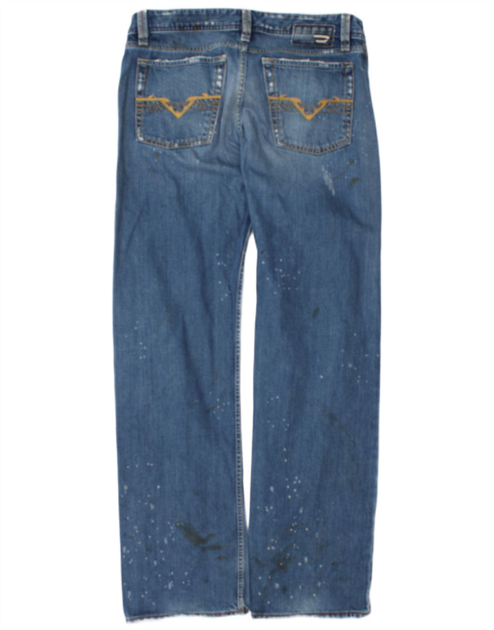 Diesel Herren Distressed Straight Jeans W34 L34 Blaue Baumwolle