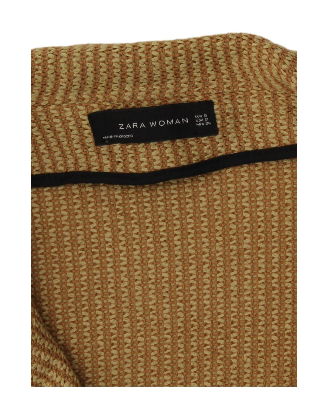 Zara Damen Strick-Zweireihermantel UK 10 Small Gelbe Baumwolle