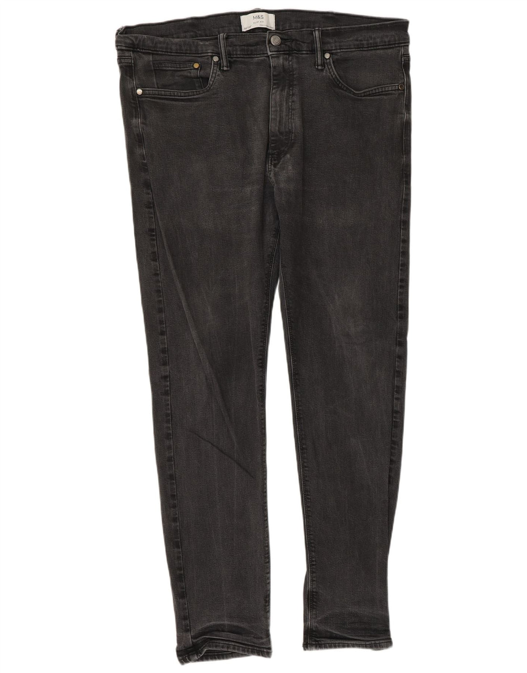 Marks & Spencer Slim-Jeans für Herren, W38, L33, graue Baumwolle