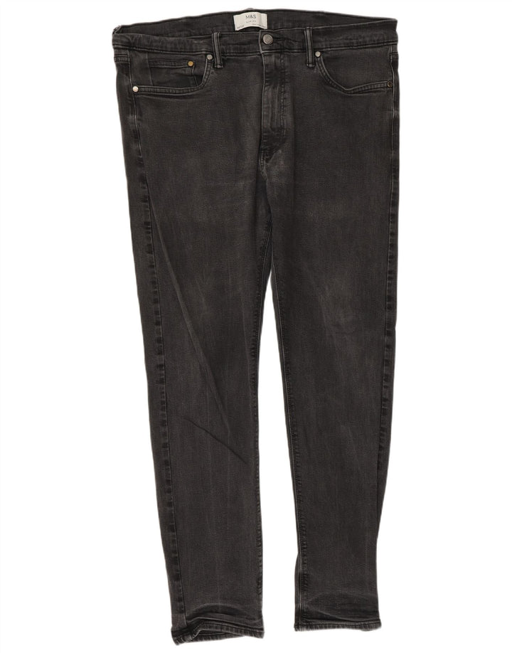 Marks & Spencer Slim-Jeans für Herren, W38, L33, graue Baumwolle