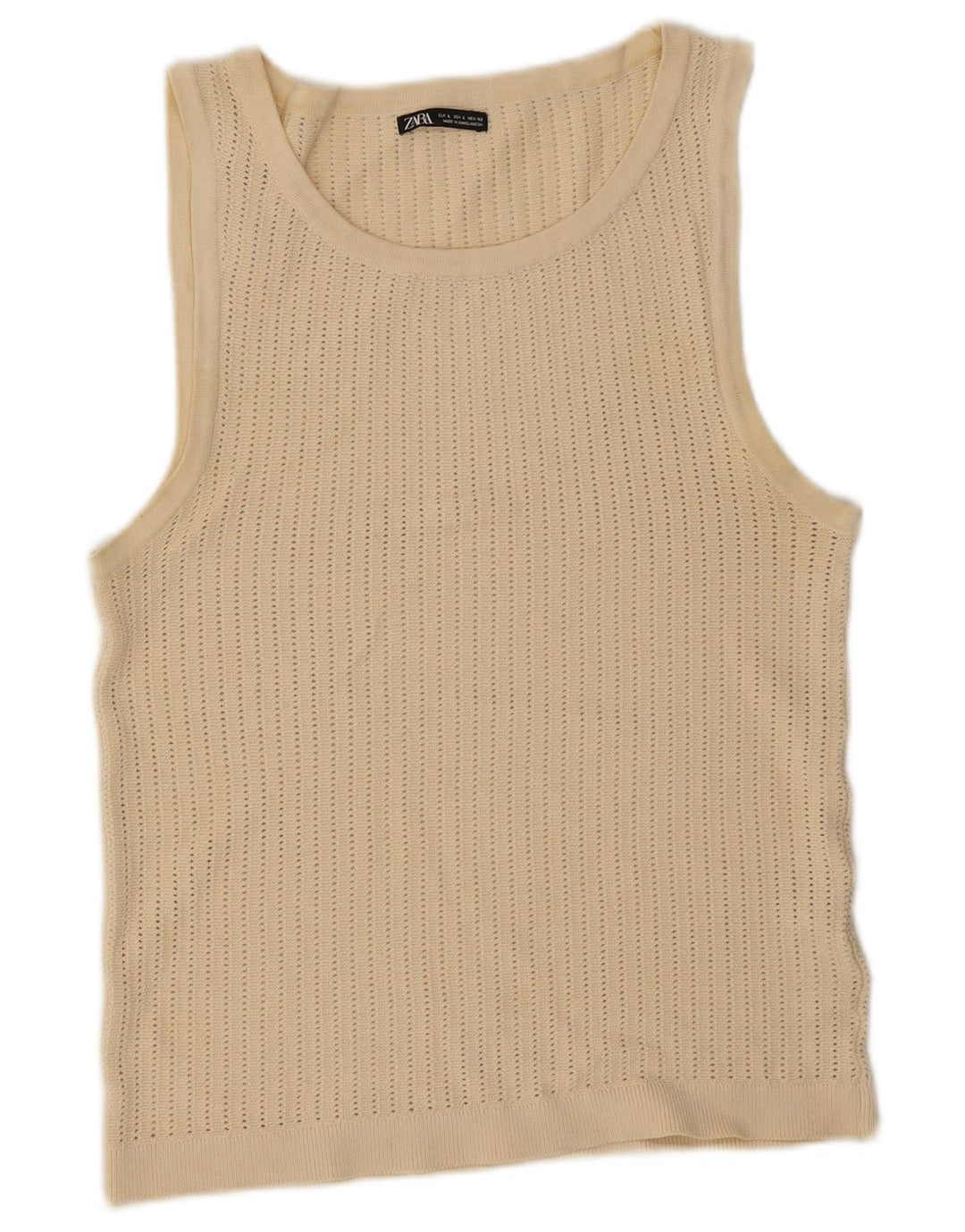 Zara Damen Weste Top UK 14 Large Beige Viskose