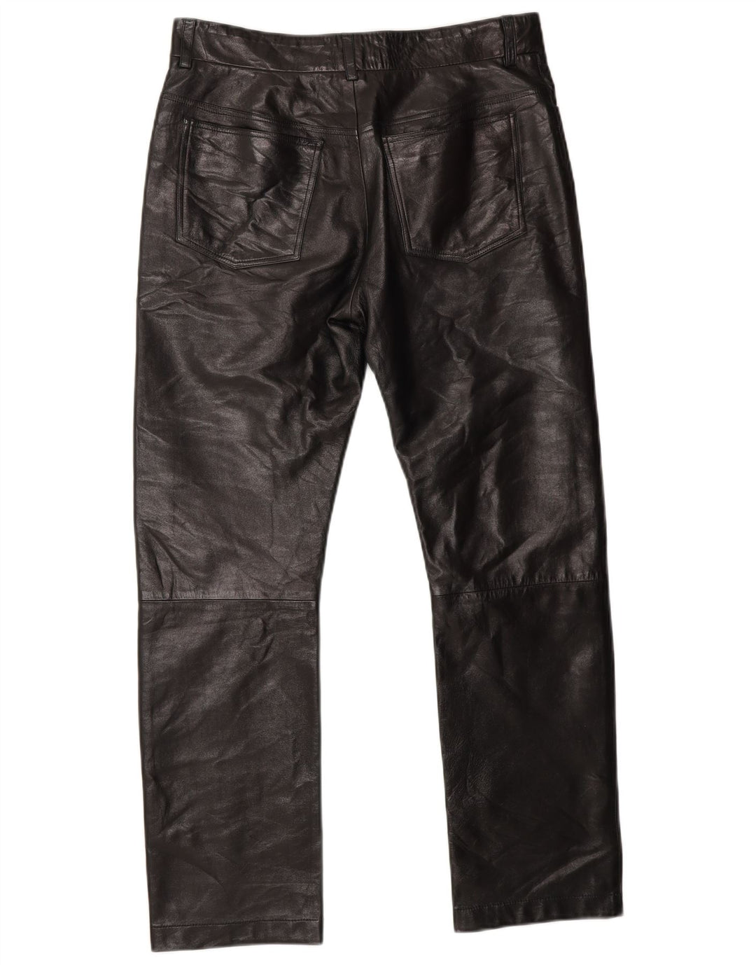Helmut Lang Damen Gerade Lederhose W30 L27 Schwarzes Leder