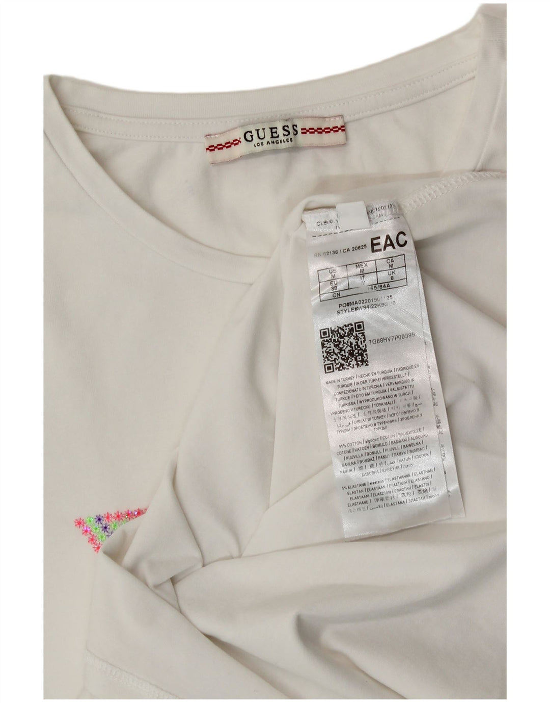 Guess Grafik-T-Shirt-Oberteil für Damen, UK 12, mittelweiße Baumwolle