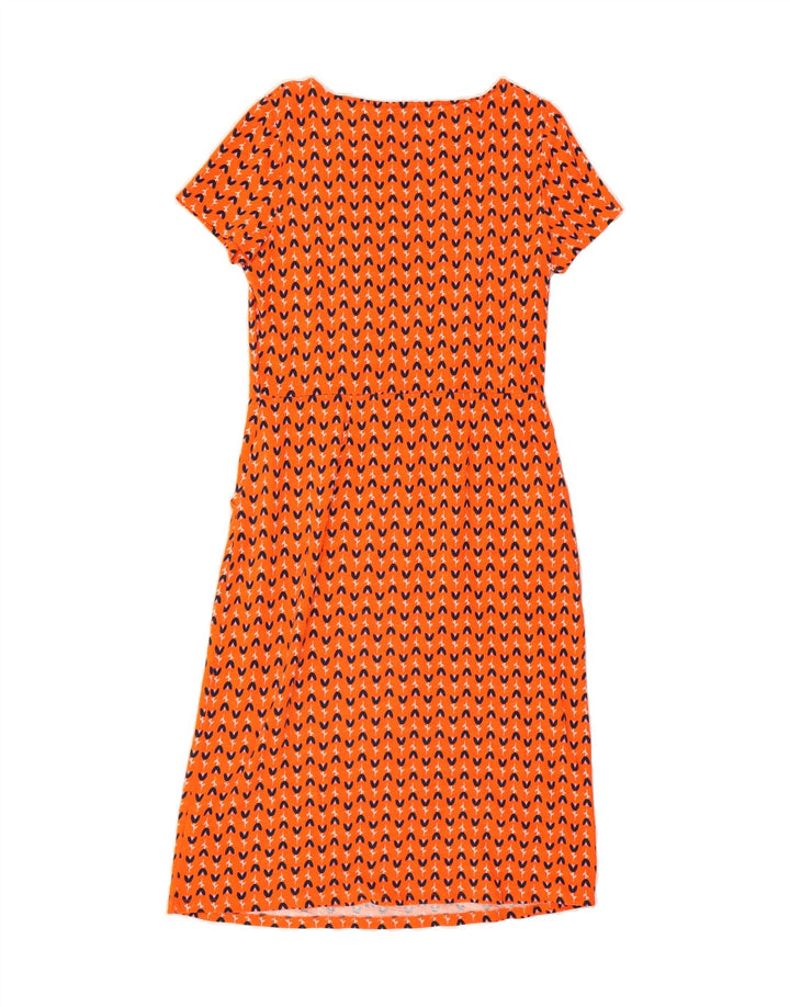 BODEN Womens Long Basic Dress UK 12 Medium Orange Geometric Cotton Vintage Boden and Second-Hand Boden from Messina Hembry 
