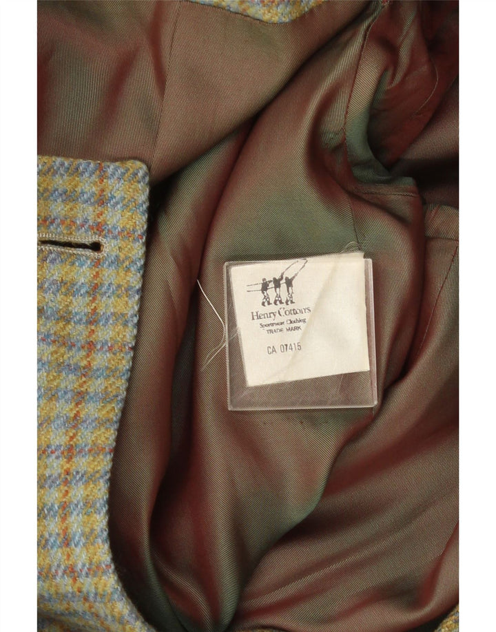 Henry Cottons Damen-Blazerjacke mit 3 Knöpfen, IT 42, mittelgrüne Gingham-Wolle
