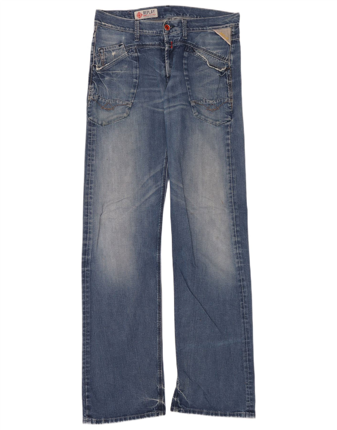 Replay Herren Bootcut Jeans W33 L36 Blaue Baumwolle