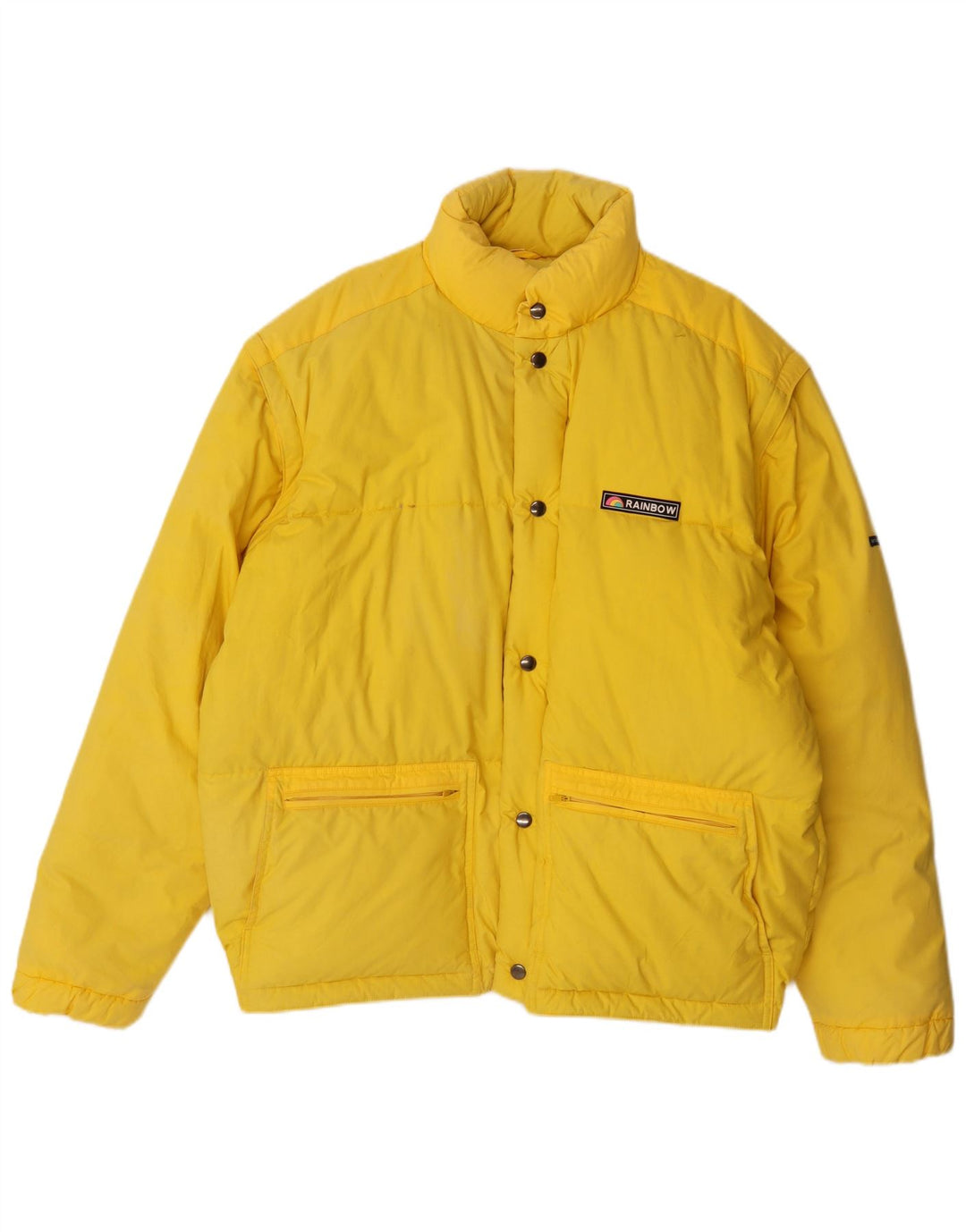 Rainbow Herren-Skijacke mit Kapuze, gepolstert, UK 40, Größe L, Gelb, Baumwolle