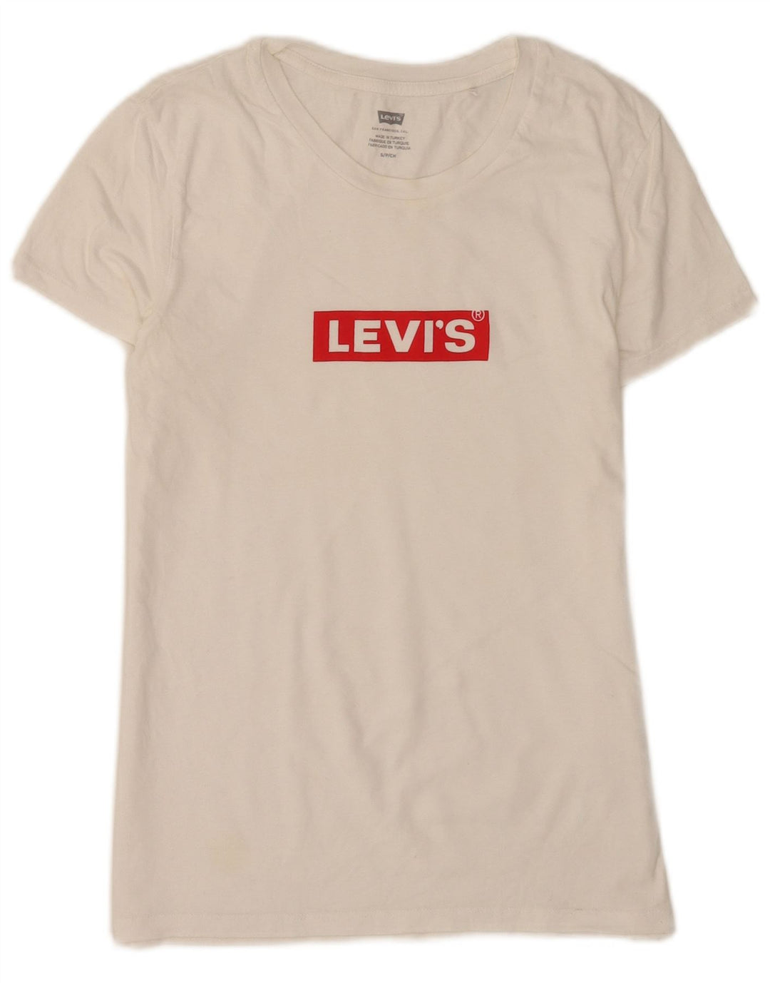 Levi's Damen-T-Shirt mit Grafik, UK 8, Größe S, weiße Baumwolle