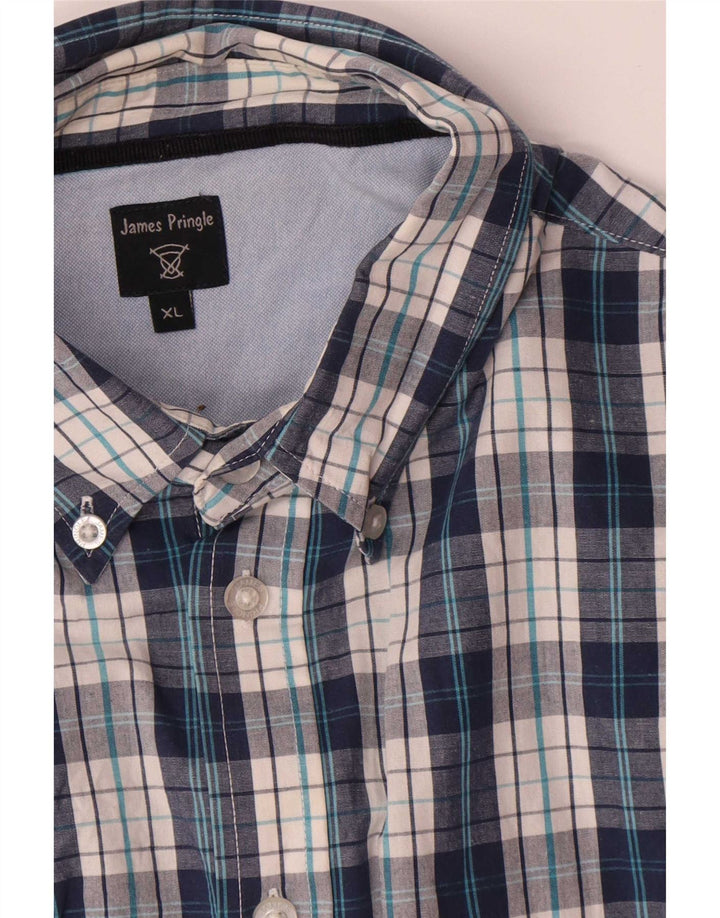 James Pringle Herrenhemd XL, blau kariert, Baumwolle