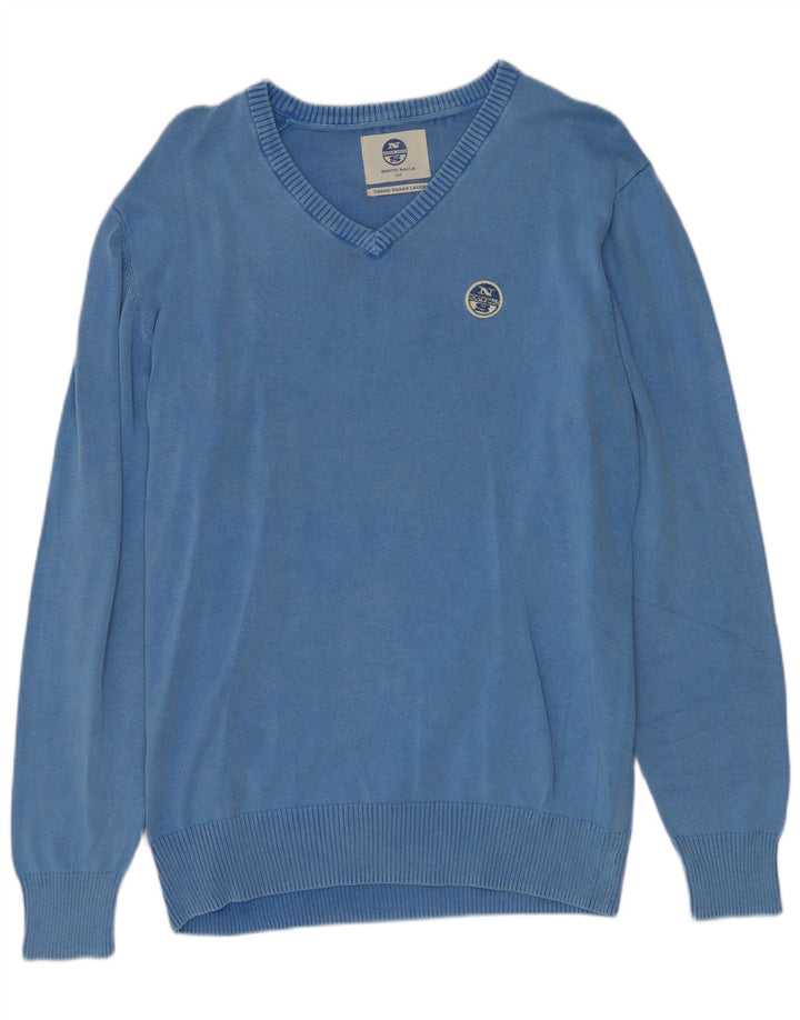 North Sails Herren-Pullover mit V-Ausschnitt, XL, blaue Baumwolle