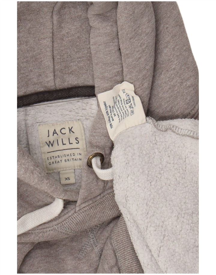 JACK WILLS Damen-Kapuzenpullover mit Grafik, übergroß, UK 6, XS, Grau, Baumwolle