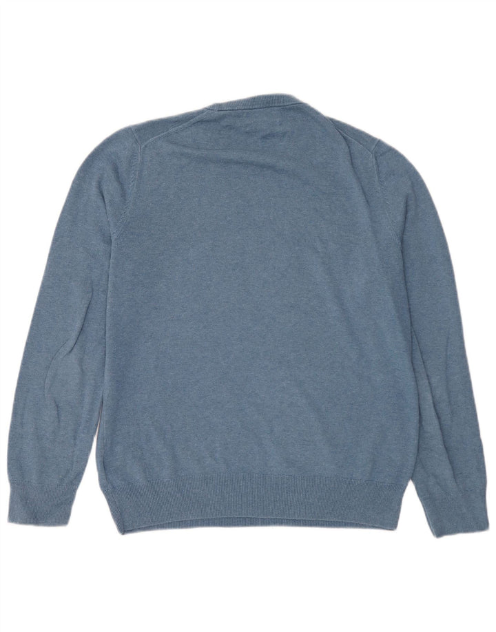 Marks & Spencer Herren-Pullover mit Rundhalsausschnitt, mittelblaue Baumwolle