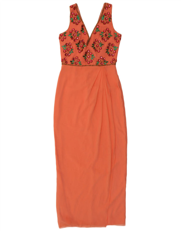 VIRGOS LOUNGE Womens Sleeveless Maxi Dress UK 12 Medium Orange Polyester Vintage Virgos Lounge and Second-Hand Virgos Lounge from Messina Hembry 