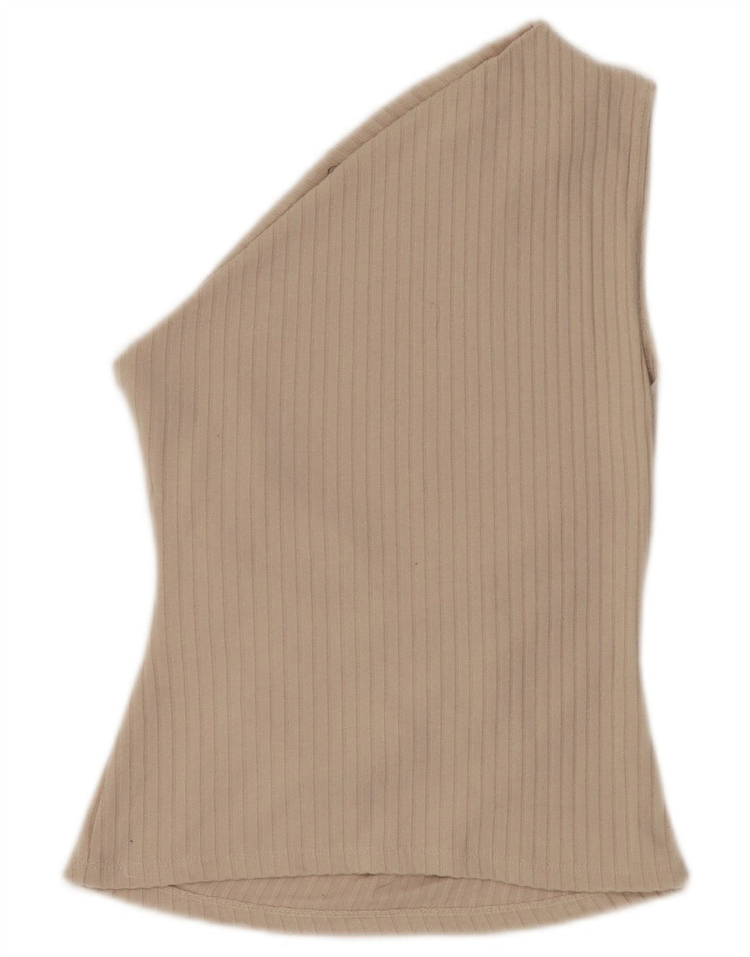 Zara Damen One Shoulder Top UK 8 Small Beige Polyester