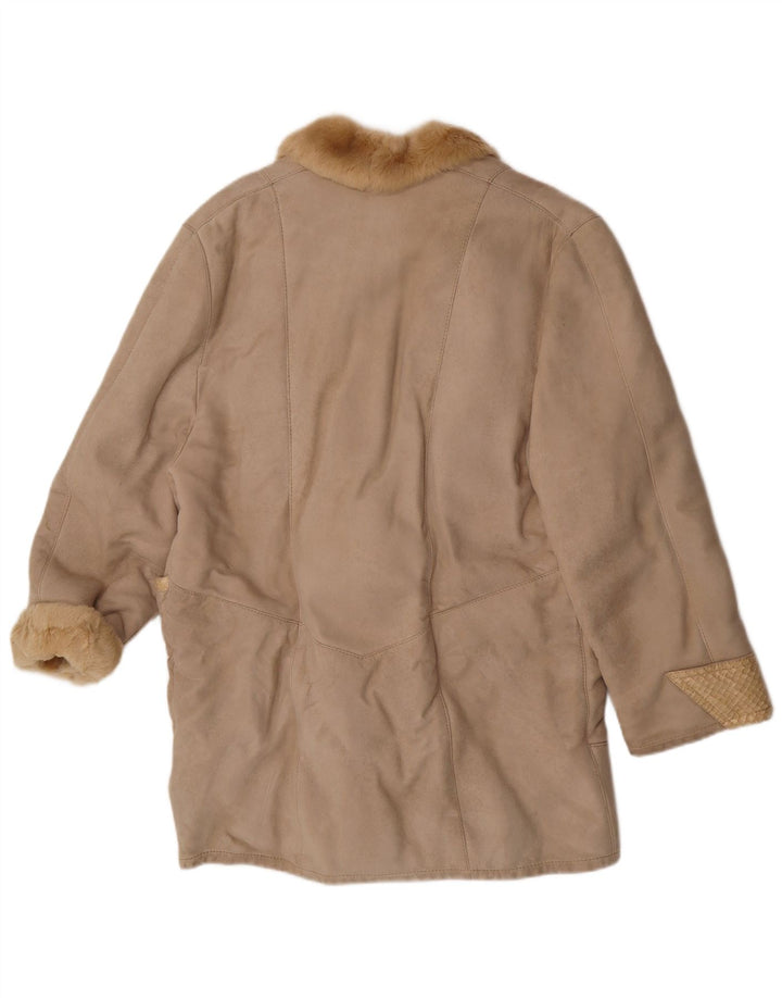 Vintage Damen Shearling-Mantel UK 14 Mittel Beige Shearling