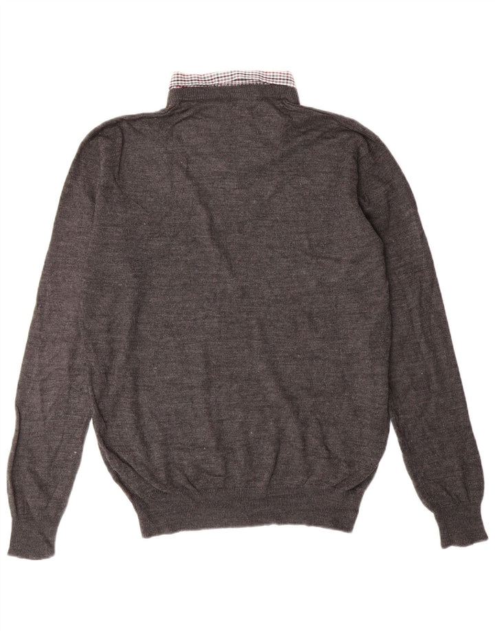 PIERRE CARDIN Herren-Pullover mit V-Ausschnitt, mittelgrau, Acryl, klassisch